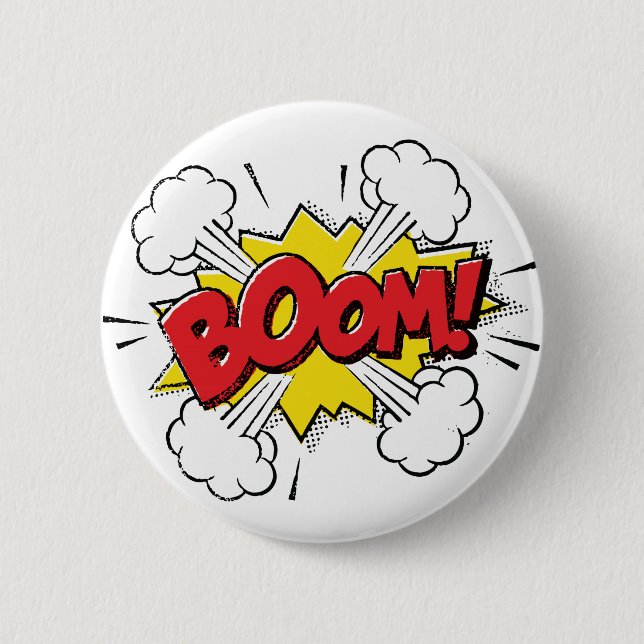 Badge Rond 5 Cm Conception de bande dessinée de boom (Devant)