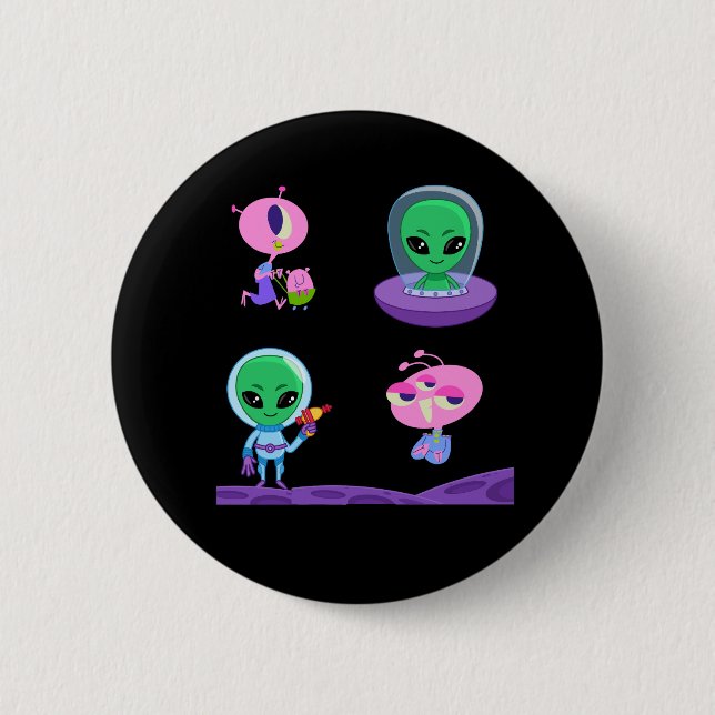 Badge Rond 5 Cm Conception de caractères Aliens 3D (Devant)