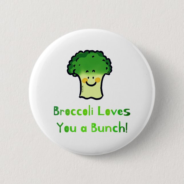 Badge Rond 5 Cm Conception de caricature de jeu de brocoli Cute (Devant)