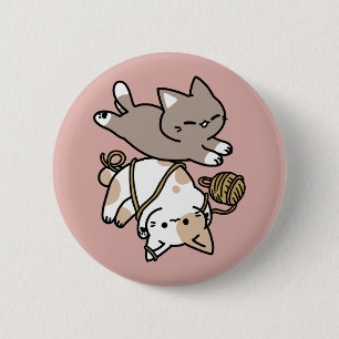 Badge Rond 5 Cm Conception de chats mignons et joueurs – Art de pa
