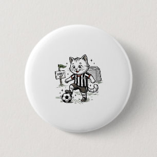 Badge Rond 5 Cm Conception de chemise de gravure de chat de footba