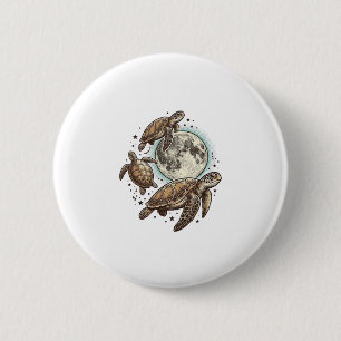 Badge Rond 5 Cm Conception de chemise de gravure de tortue de mer 