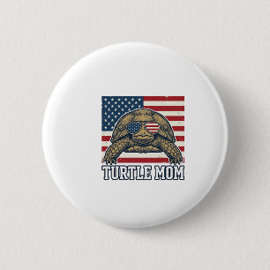 Badge Rond 5 Cm Conception de chemise de maman tortue patriotique