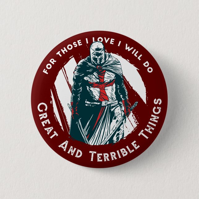 Badge Rond 5 Cm Conception de citation de chevalier courageux (Devant)