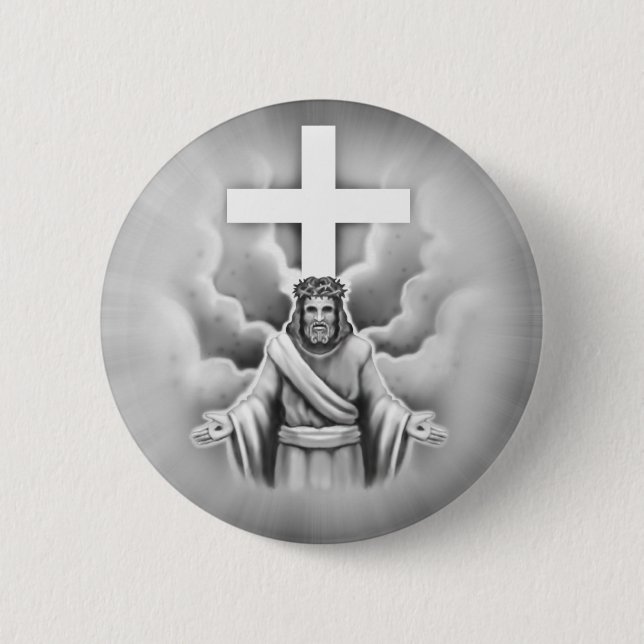 Badge Rond 5 Cm Conception de croix de résurrection de (Devant)