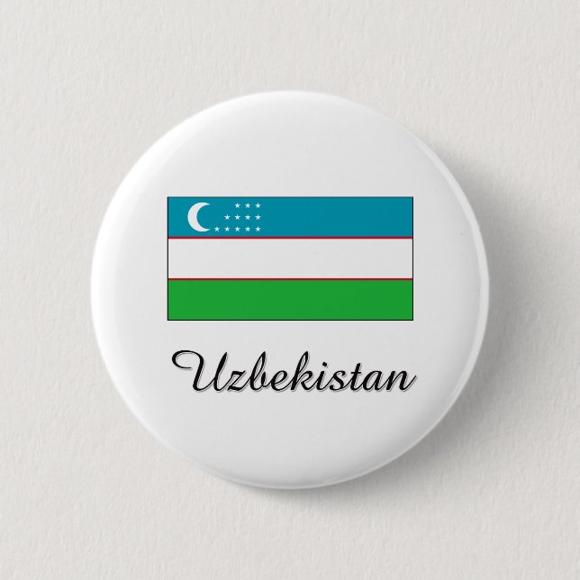 Badge Rond 5 Cm Conception de drapeau de l'Ouzbékistan (Devant)