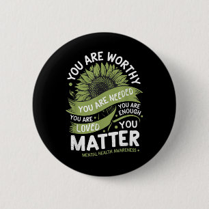 Badge Rond 5 Cm Conception de force de tournesol de sensibilisatio