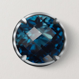 Badge Rond 5 Cm Conception de gemme bleue