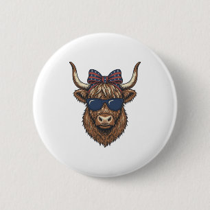 Badge Rond 5 Cm Conception de gravure vintage de vache des Highlan