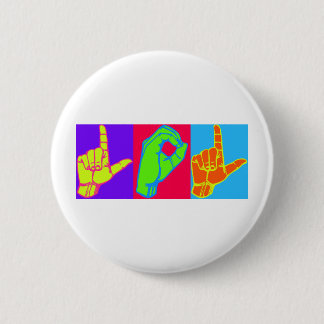 Badge Rond 5 Cm Conception de langue des signes de LOL ASL