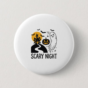 Badge Rond 5 Cm Conception de maison hantée Halloween de nuit effr
