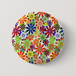 Badge Rond 5 Cm Conception de marguerites de danse rétro