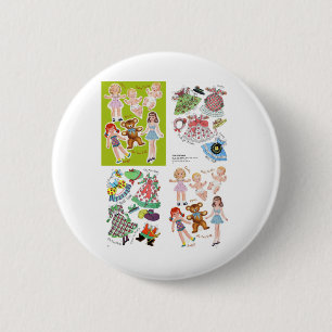 Badge Rond 5 Cm Conception de papier d'années '50 de poupée, ré