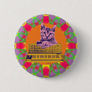 Badge Rond 5 Cm Conception de producteur de musique synthétiseur p