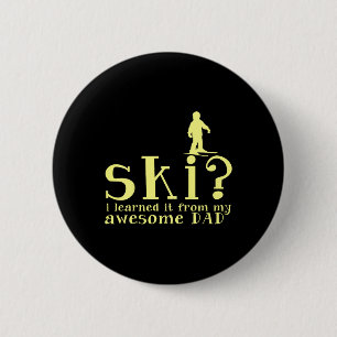 Badge Rond 5 Cm Conception de ski Cadeau de sports d'hiver pour en