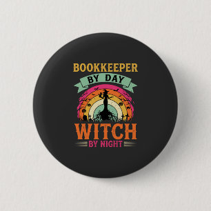 Badge Rond 5 Cm Conception de sorcière de nuit de comptable de jou