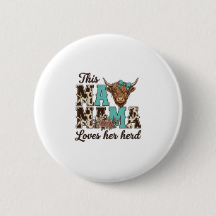 Badge Rond 5 Cm Conception de t-shirt de vache des Highlands Maman