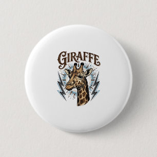 Badge Rond 5 Cm Conception de T-Shirt Foudre Girafe Gravée Vintage