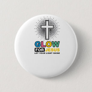 Badge Rond 5 Cm Conception de t-shirt lumineux de croix chrétienne