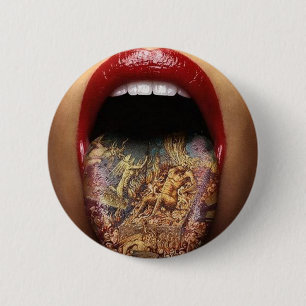 Badge Rond 5 Cm conception de tatouage de langue