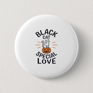 Badge Rond 5 Cm Conception de vecteur de chat noir d'amour spécial