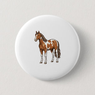 Badge Rond 5 Cm Conception de vecteur de cheval Pinto gravé antiqu
