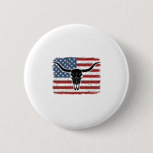 Badge Rond 5 Cm Conception de vecteur de drapeau américain de crân