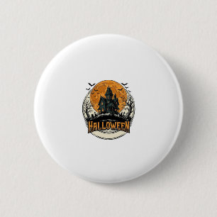 Badge Rond 5 Cm Conception de vecteur de maison hantée Halloween v