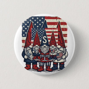 Badge Rond 5 Cm Conception de vecteur vintage de trio de gnome USA