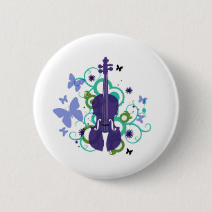 Badge Rond 5 Cm Conception de violon de ciel