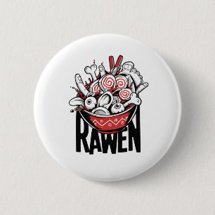Badge Rond 5 Cm Conception de zombie de nouilles Ramen folle
