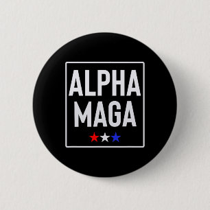 Badge Rond 5 Cm Conception d'élection Alpha Mega Trump 2024