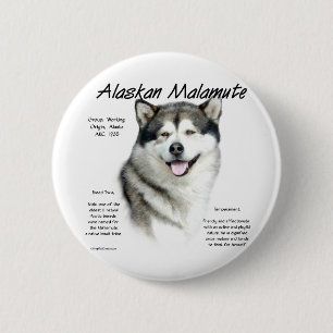 Badge Rond 5 Cm Conception d'histoire de Malamute d'Alaska