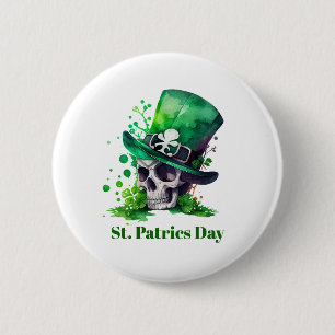 Badge Rond 5 Cm conception du crâne shamrock