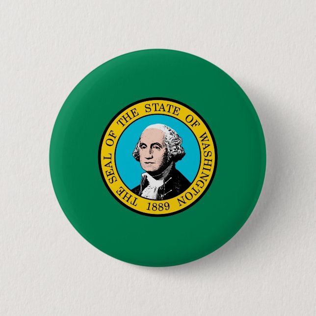 Badge Rond 5 Cm Conception du drapeau de l'État de Washington (Devant)