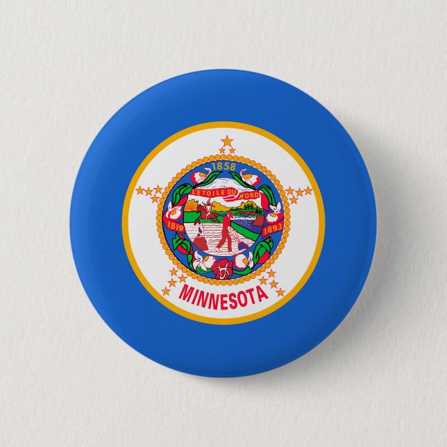 Badge Rond 5 Cm Conception du drapeau de l'État du Minnesota (Devant)