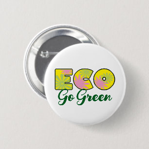 Badge Rond 5 Cm Conception Éco Rétro Verte