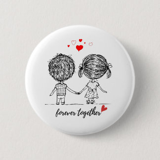Badge Rond 5 Cm Conception Ensemble pour Toujours pour les Couples