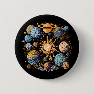 Badge Rond 5 Cm Conception graphique du système solaire