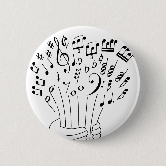 Badge Rond 5 Cm Conception graphique : fleurs des notes musicales (Devant)