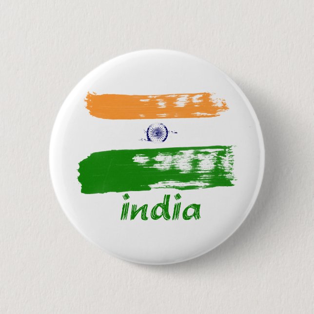 Badge Rond 5 Cm Conception indienne de course de brosse de drapeau (Devant)