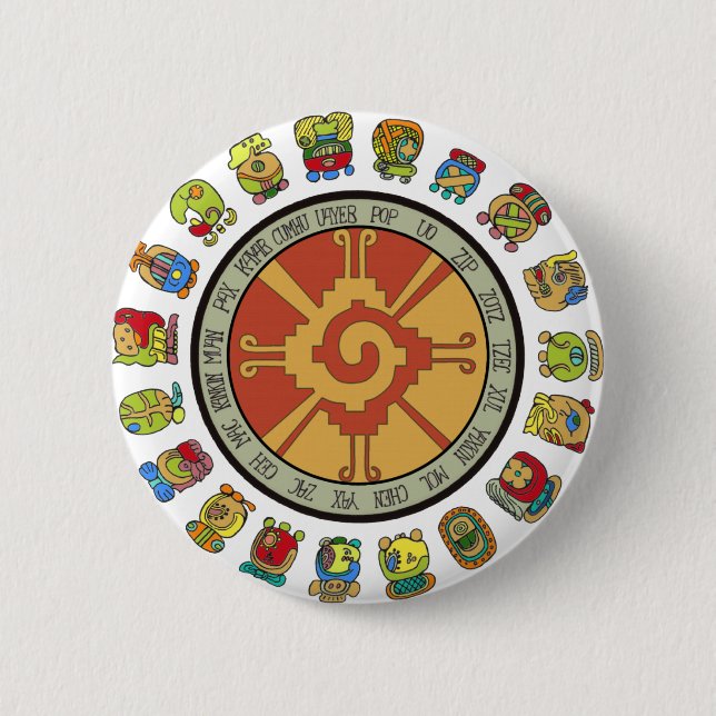 Badge Rond 5 Cm Conception maya de calendrier (Devant)