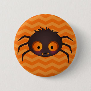 Badge Rond 5 Cm Conception mignonne orange d'araignée de Halloween