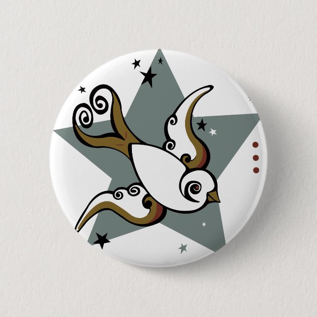 Badge Rond 5 Cm Conception urbaine d'oiseau d'hirondelle de (Devant)