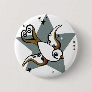 Badge Rond 5 Cm Conception urbaine d'oiseau d'hirondelle de