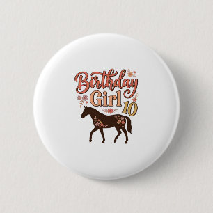 Badge Rond 5 Cm Conception vectorielle florale de cheval 10 pour f
