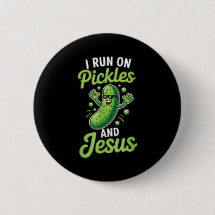 Badge Rond 5 Cm Concombre de Pickle Drôle Je Cour Sur Les Pickles