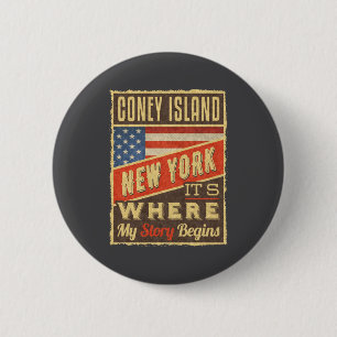 Badge Rond 5 Cm Coney Island New York _1 
