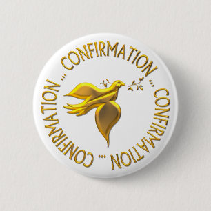 Badge Rond 5 Cm Confirmation en or et Holy Spirit
