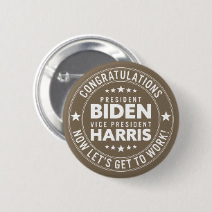 Badge Rond 5 Cm Congrats Biden Harris! Custom Colors Military Tan